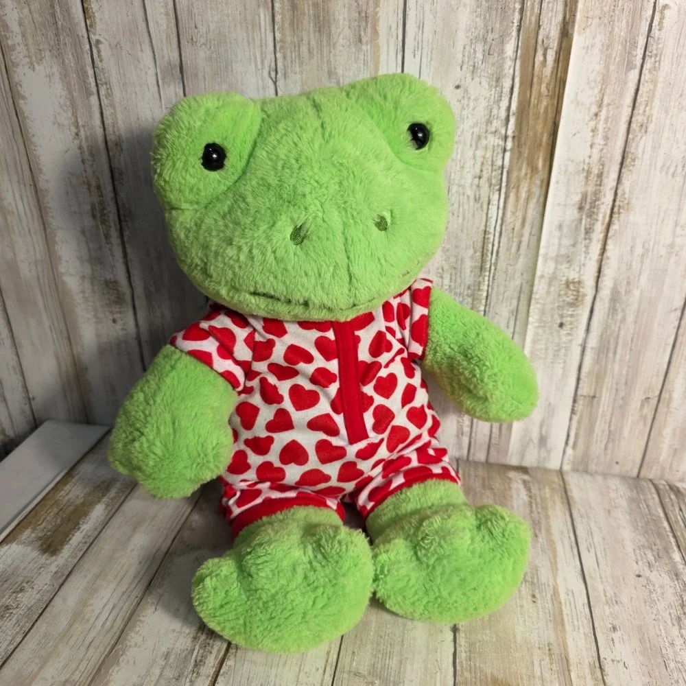 Build-A-Bear Spring Green Frog Plush 18 inch Valentine Heart Sleeper Pajamas